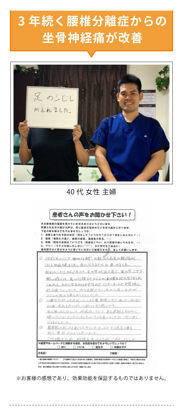 腰椎分離症 坐骨神経痛 改善