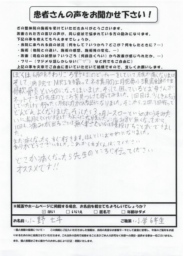 アンケート用紙
