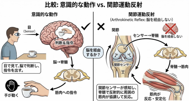 関節運動反射　比較