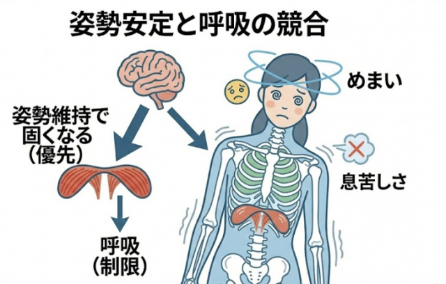 姿勢安定　呼吸　めまい
